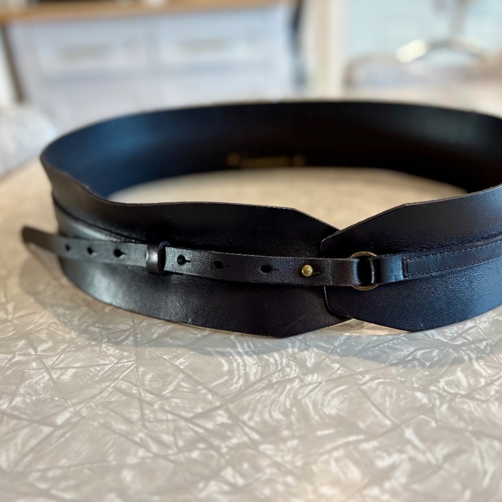 Anthropologie Black Leather Corset Belt